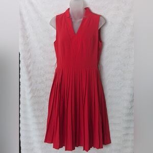🆕 GRACE KARIN Red Pleated DRESS Sz S ♥️ Sleeveless Vneck NEW